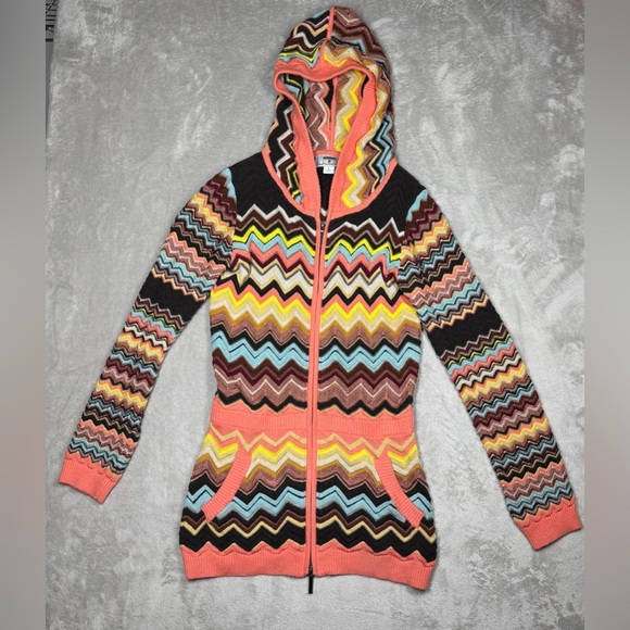Missoni X Target Chevron Knit Long Sleeves Longline Full Zip Hoodie Jacket Large - Picture 1 of 16